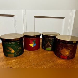 NWT Harry Potter Candle Set of 4 - Snitch Marauder, Deathly Hallows, Hogwarts